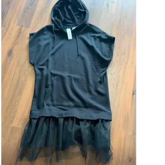 By Anthropologie Tulle Short-Sleeve Sweatshirt Sz Medium - Picture 2 of 7